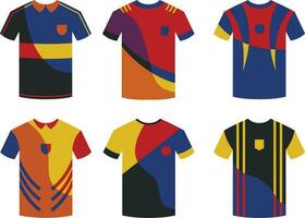 Set of soccer t-shirts. Vector illustration in flat style.