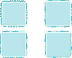set of labels. Set of blue square tech Si-Fi frames isolated on white background. Vector illustration.