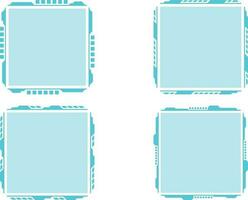 set of labels. Set of blue square tech Si-Fi frames isolated on white background. Vector illustration.