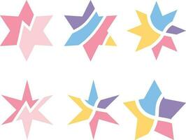 Star icon set. Vector illustration in flat style. Design elements.