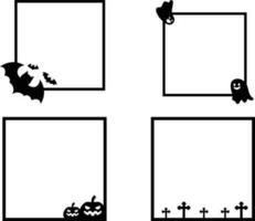 Halloween frame set. Vector illustration in black and white colors.