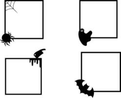 Set of halloween frames, spiders, bats. Vector illustration.