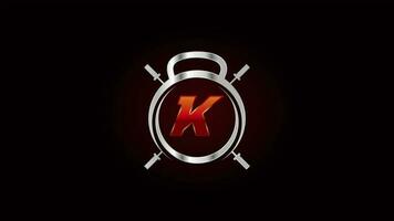 Inglês alfabeto k com Academia e ginástica placa logotipo vídeo animação video