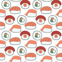 Sushi and sashimi seamless pattern vector