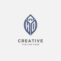 HD logo with leaf shape, clean and modern monogram initial logo design vector