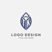 TK logo with leaf shape, clean and modern monogram initial logo design vector