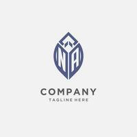 NA logo with leaf shape, clean and modern monogram initial logo design vector