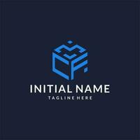 CF logo hexagon designs, best monogram initial logo with hexagonal shape design ideas vector