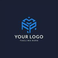 FP logo hexagon designs, best monogram initial logo with hexagonal shape design ideas vector