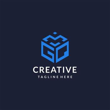 GQ logo hexagon designs, best monogram initial logo with hexagonal shape design ideas vector