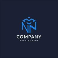 NN logo hexagon designs, best monogram initial logo with hexagonal shape design ideas vector
