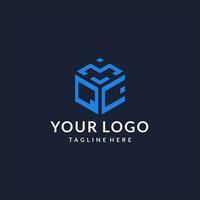 QC logo hexagon designs, best monogram initial logo with hexagonal shape design ideas vector