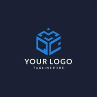 QC logo hexagon designs, best monogram initial logo with hexagonal shape design ideas vector