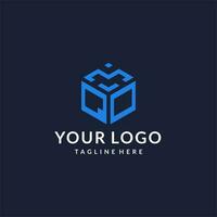 QO logo hexagon designs, best monogram initial logo with hexagonal shape design ideas vector