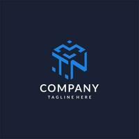 TN logo hexagon designs, best monogram initial logo with hexagonal shape design ideas vector