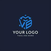 VB logo hexagon designs, best monogram initial logo with hexagonal shape design ideas vector