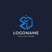ZU logo hexagon designs, best monogram initial logo with hexagonal shape design ideas vector