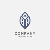 BA logo with leaf shape, clean and modern monogram initial logo design vector