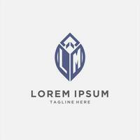 LM logo with leaf shape, clean and modern monogram initial logo design vector