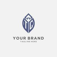TC logo with leaf shape, clean and modern monogram initial logo design vector