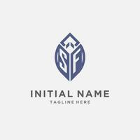 SF logo with leaf shape, clean and modern monogram initial logo design vector