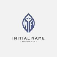 NF logo with leaf shape, clean and modern monogram initial logo design vector