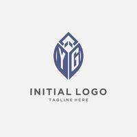 YG logo with leaf shape, clean and modern monogram initial logo design vector