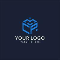 CP logo hexagon designs, best monogram initial logo with hexagonal shape design ideas vector