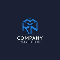 KN logo hexagon designs, best monogram initial logo with hexagonal shape design ideas vector