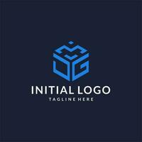JG logo hexagon designs, best monogram initial logo with hexagonal shape design ideas vector