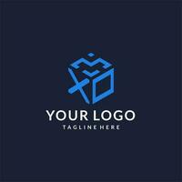 XO logo hexagon designs, best monogram initial logo with hexagonal shape design ideas vector