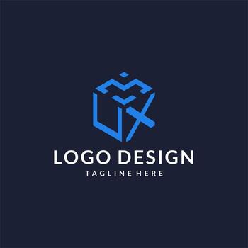 ux logo hexágono diseños, mejor monograma inicial logo con hexagonal forma diseño ideas vector