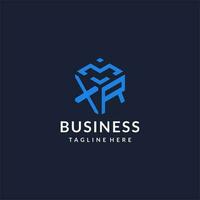 XR logo hexagon designs, best monogram initial logo with hexagonal shape design ideas vector