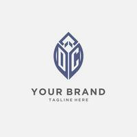DC logo with leaf shape, clean and modern monogram initial logo design vector