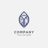 RN logo with leaf shape, clean and modern monogram initial logo design vector