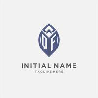 QF logo with leaf shape, clean and modern monogram initial logo design vector