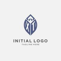 XT logo with leaf shape, clean and modern monogram initial logo design vector