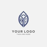 SB logo with leaf shape, clean and modern monogram initial logo design vector