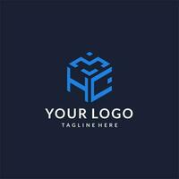 HC logo hexagon designs, best monogram initial logo with hexagonal shape design ideas vector