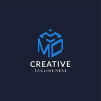 MD logo hexagon designs, best monogram initial logo with hexagonal shape design ideas vector