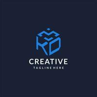 KD logo hexagon designs, best monogram initial logo with hexagonal shape design ideas vector