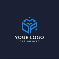 OP logo hexagon designs, best monogram initial logo with hexagonal shape design ideas vector