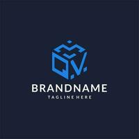 QV logo hexagon designs, best monogram initial logo with hexagonal shape design ideas vector