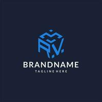 RV logo hexagon designs, best monogram initial logo with hexagonal shape design ideas vector