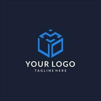 UO logo hexagon designs, best monogram initial logo with hexagonal shape design ideas vector