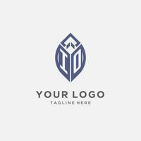 IO logo with leaf shape, clean and modern monogram initial logo design vector
