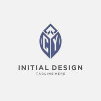 CY logo with leaf shape, clean and modern monogram initial logo design vector