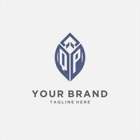 QP logo with leaf shape, clean and modern monogram initial logo design vector