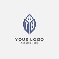 TB logo with leaf shape, clean and modern monogram initial logo design vector
