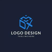 DX logo hexagon designs, best monogram initial logo with hexagonal shape design ideas vector